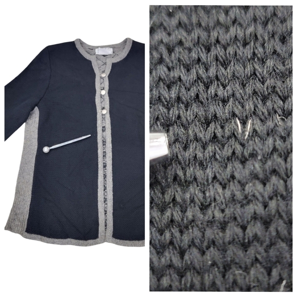 Handmade In Estonia 100% Wool Fair Isle Knit Cardigan Scandinavian Black Size S - Picture 15 of 17